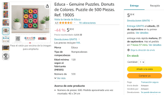 Puzzle Educa 500 piezas Donuts por 5€