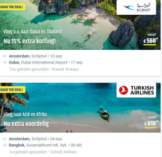 €75 korting op alle verre bestemmingen (minimale besteding €300) bij Cheaptickets