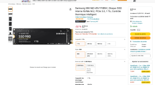Samsung 980 1TB SSD M.2 NVMe por 57,49€