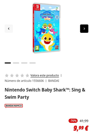 Baby Shark™: Sing & Swim Party Nintendo Switch por 9,99€.