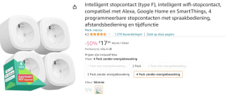 Meross Smart Wi-Fi stopcontacten (4-pack) voor €17,94