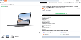 Microsoft Surface Laptop 4 5BL-00007 i5-1145G7 8GB 256GB 13.5 Tàctil Windows 10 Pro Notebook Platinum por 349€