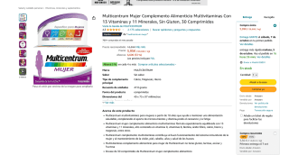 Multicentrum Mujer Complemento alimenticio 30 comprimidos por 5,36€