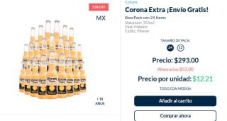 Cerveza Corona x 24 por $293 en Beerhouse