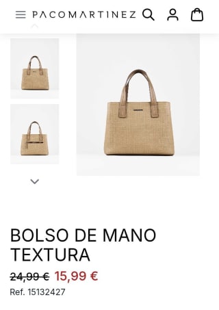 Bolso de mano textura por 15,99€.