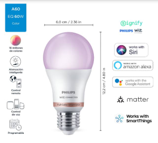 Philips Smart E27 Wiz Wifi Multicolores Matter Google Alexa por $7.990