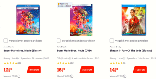 Divesre films 3 voor €20 bij Bol.com