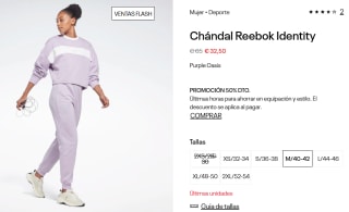 Chándal para Mujer Reebok Identity por 32.5€