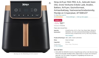 Ninja Airfryer XXL Max Pro - 6.2 liter - voor €91,99 bij Amazon