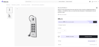 Regleta de protección contra sobretensiones con 8 Enchufes + 2 puertos USB Belkin SurgeStrip marca Belkin SurgeStrip por 22,64€