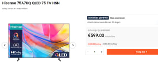Hisense 75A7KQ QLED 75 TV HSN Dolby Atmos en Dolby Vision voor €599 bij Ochama