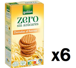 6 Paquetes de Galletas doradas al horno sin azúcares Zero Gullón 330 g. por 10.7€