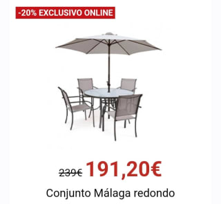 -20% Muebles Jardín exclusivo online Carrefour.