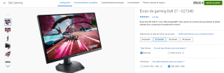 Écran de gaming Dell 27 - G2724D à 259,32€