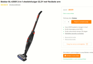 Blokker BL-63001 2-in-1 steelstofzuiger voor €89,99 bij Blokker