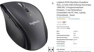 Logitech Wireless Marathon Mouse M705 voor €26,03 bij Amazon.nl