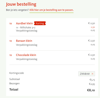 2+1 gratis op alle milkshakes bij Kwalitaria