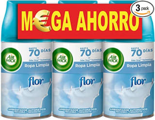 Air Wick Freshmatic Recambios de Ambientador Spray Automático, Fragrancia Flor, Pack de 3. Por 7,43€
