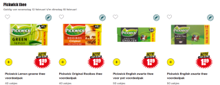 Alle smaken Pickwick thee 40 of 50 zakjes voor €1,89 bij Dirk