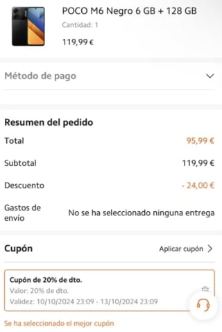 Xiaomi POCO M6 6GB+128GB por solo 95,99€
