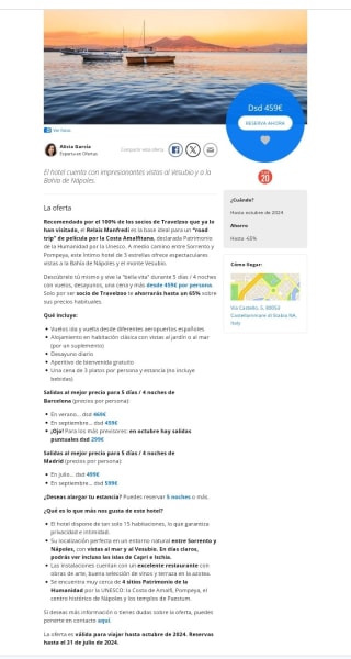 Costa Amalfitana Italia 5 días con vuelos desde 459€.