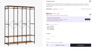 Armario de Ropa Portáti mara Songmics por 89,99€ (cuenta nueva por 77,99€)