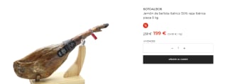 Jamón de bellota ibérico 50% raza ibérica pieza 8 kg Sotoalbos