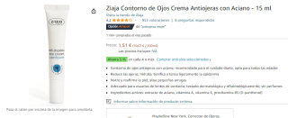 Contorno de ojos Ziaja 15 ml por 1.51€