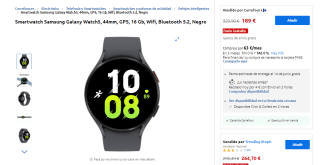 Reloj inteligente Samsung Galaxy Watch5, 44mm por 189€