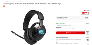 Auriculares gaming JBL Quantum 400 por 42,49€
