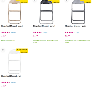 2+2 gratis op klapstoel Meppel bij Leen Bakker