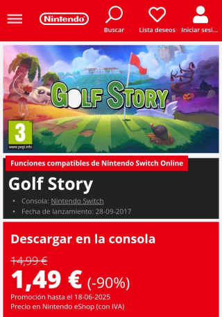 Golf Story Nintendo Switch por 1,49€.