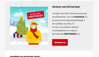 DHL 25% korting op standaard pakket buiten NL