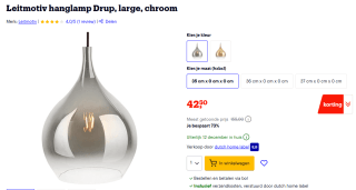 Leitmotiv hanglamp Drup, large, chroom voor €42,50 bij Bol