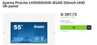 iiyama ProLite LH5560UHS-B1AG 55" 4K Ultra HD Public Display voor €397,73 bij Truebase