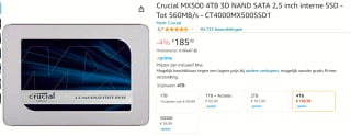 Crucial MX500 4TB SSD voor €185,99 bij Amazon