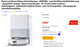 Roborock Qrevo Edge robotstofzuiger met dweilfunctie voor €999,99 bij Bol