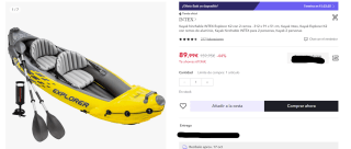 Kayak hinchable INTEX Explorer K2 con 2 remos por 74,99€
