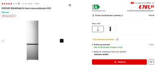 Hisense RB440N4ACA, Koelkast met A Energielabel voor €701,61 bij de mediamarkt