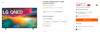 Televisor LG QNED 75QNED756RA 75" QNED UltraHD 4K HDR10 por 1199€