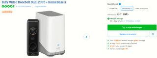 Eufy Video Doorbell Dual 2 Pro + HomeBase 3 voor €269 bij Coolblue