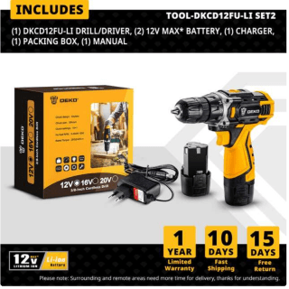 DEKO-Taladro Inalámbrico compacto serie DKCD a solo 33,88€