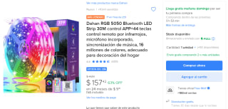 Dahan RGB 5050 Bluetooth LED Strip 30M por $157 en Mercado Libre