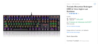 Teclado Mecanico Redragon K551-kr en $190 | Descuento Mercado Libre