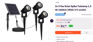 V-tac VT-11032 3x1.2W Solar LED spikes - Inclusief paneel voor €24,95 bij Ibood