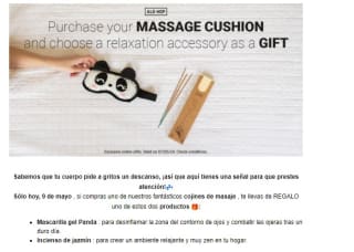 Regalo por la compra de un cojín de masaje