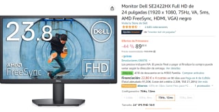 Monitor 24" Dell SE2422HX Full HD por 89€