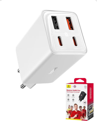 Baseus GaN6 65W USB-C/USB Snellader + 100W USB-C Kabel 1M Wit voor €18,99 bij Amazon