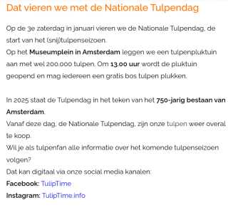 Gratis een bos -10 stuks- tulpen plukken op het Museumplein Amsterdam