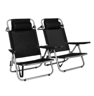 2 Sillas de Playa Plegables T-LoVendo Acero Negro 80x61x42 cm TLV-AM-BC02-BLACK 2X a solo 45,15€